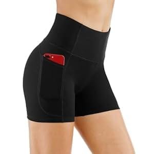 THE GYM PEOPLE Women’s High Waist Workout Shorts Breathable Dolphin Split Elastic Lounge Yoga Shorts