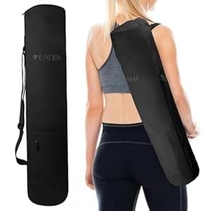 Yoga Mat Bag, Canvas Yoga Mat Bag Carrying Bag with Multi-Functional Storage Pockets, Adjustable Strap & Full-Zip Exercise Yoga Mat, Fits Gym, Class, Beach Park, Travel for Women & Men