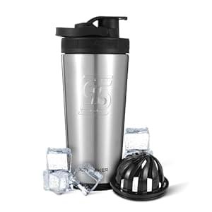 Ice Shaker Insulated Stainless Steel Shaker Bottle | 26oz, Stainles Steel| Cold for 30+ Hours |Insulated Cup with Twist-on Agitator |Odor-Free Bottle for Protein Shakes, Water, Smoothies, Cocktails