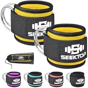 Seektop Ankle Strap for Cable Machine, Comfortable Padded Ankle Cuffs for Kickbacks, Glutes Workout & Lower Body Exercises, Adjustable Leg Ankle Straps for Women & Men