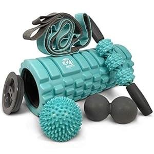 321 STRONG 5 in 1 Foam Roller Set with Hollow Core Deep Tissue Massager, Muscle Roller Stick, Stretching Strap, Spikey Plantar Fasciitis Ball, and Carry Bag, with 4K eBook